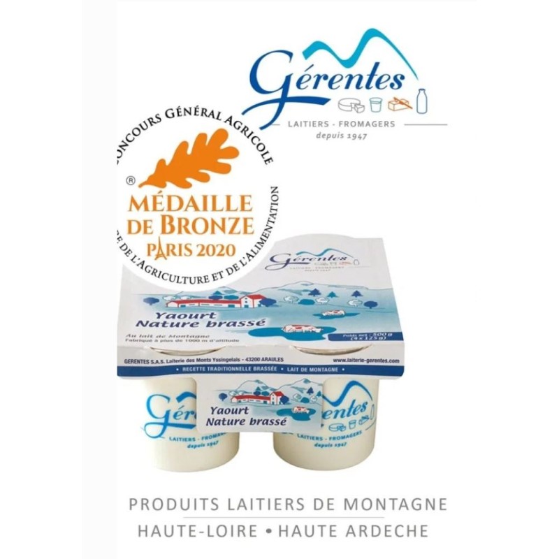 Yaourt Brassé Nature 4 x 125 gr - Gérentes