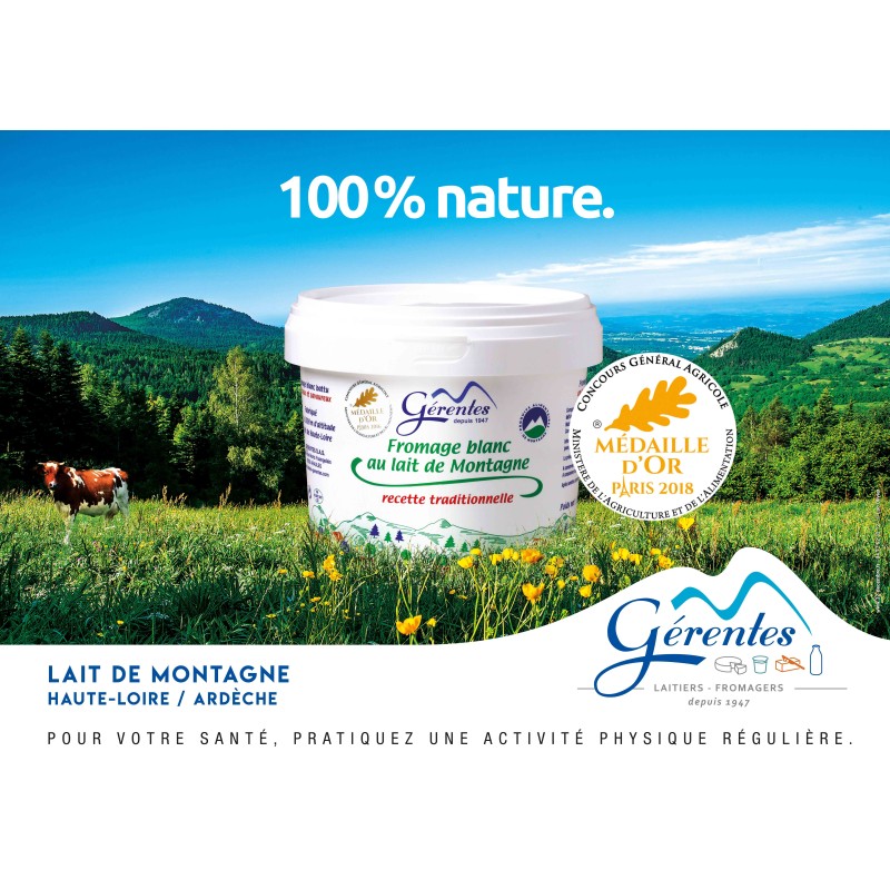 Fromage Blanc au Lait de Montagne 40% M.G. - Laiterie Gérentes