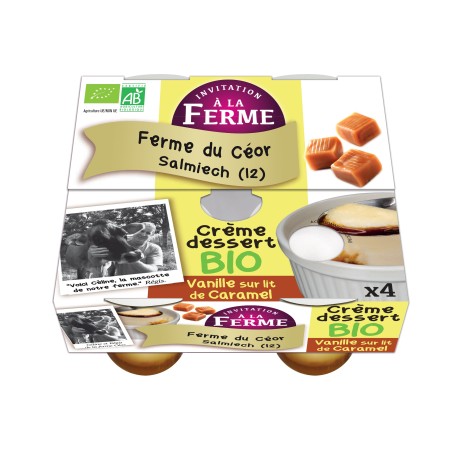 Crème déssert Bio Vanille sur lit de Caramel - 4 x 100 gr - Céor