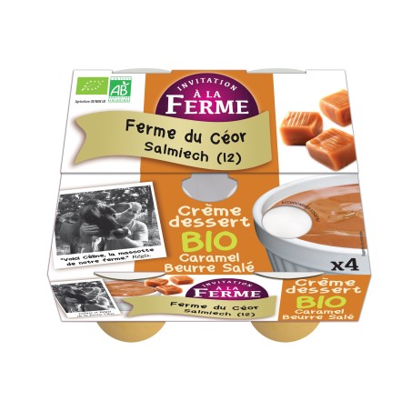 Crème déssert Bio Caramel Beurre Salé - 4 x 100 gr - Céor