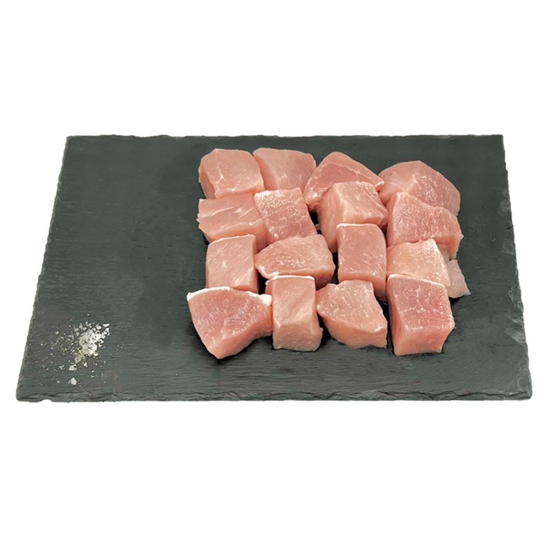 Porc cube à brochettes
