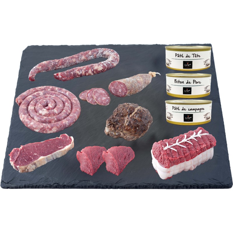 Colis les Incontournables charcuterie et viande de boeuf Maison Conquet